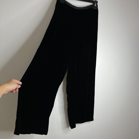 LOFT Pants - Ann Taylor LOFT Womens Silk Rayon Black Flare Velvet Pants Zip Trousers Sz 10